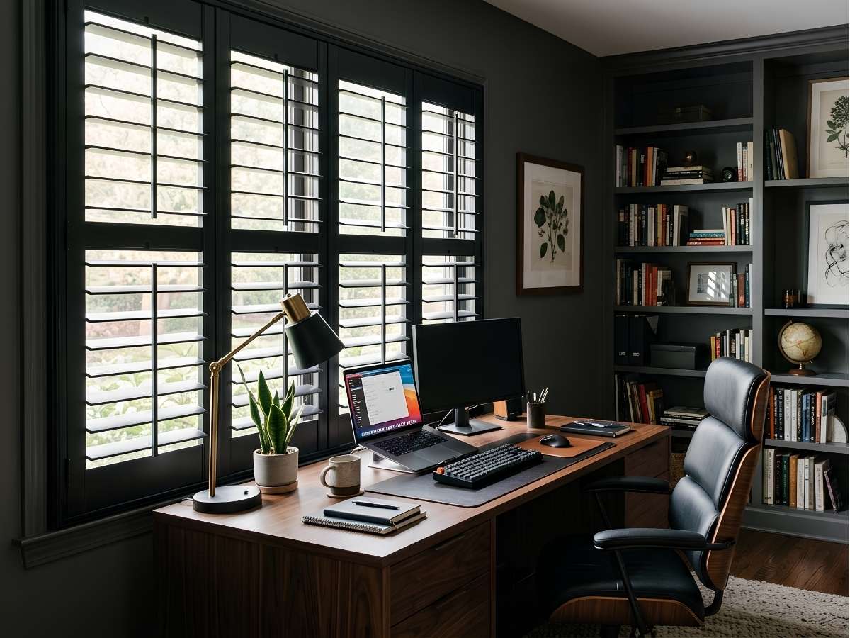 Black Wooden Shutters-Home Office