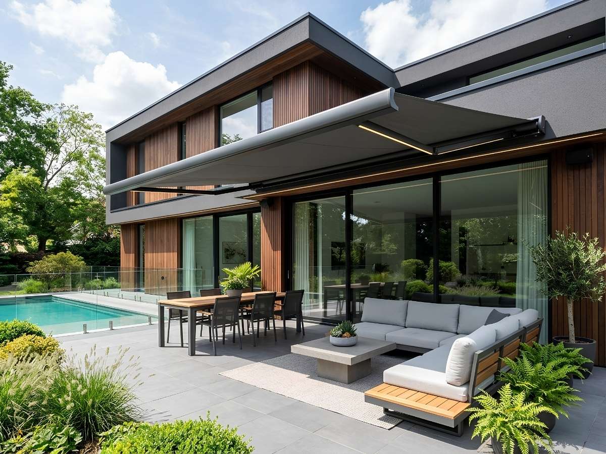 Modern Home with Retractable Awnings