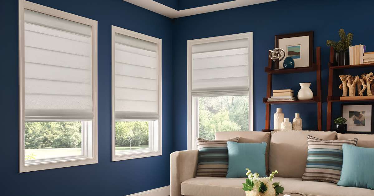 This is a photo of a Roman shades in a living room