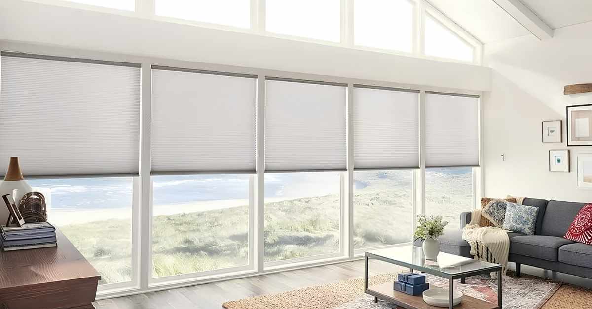 This is a photo of a motorized cellular shades for large windows