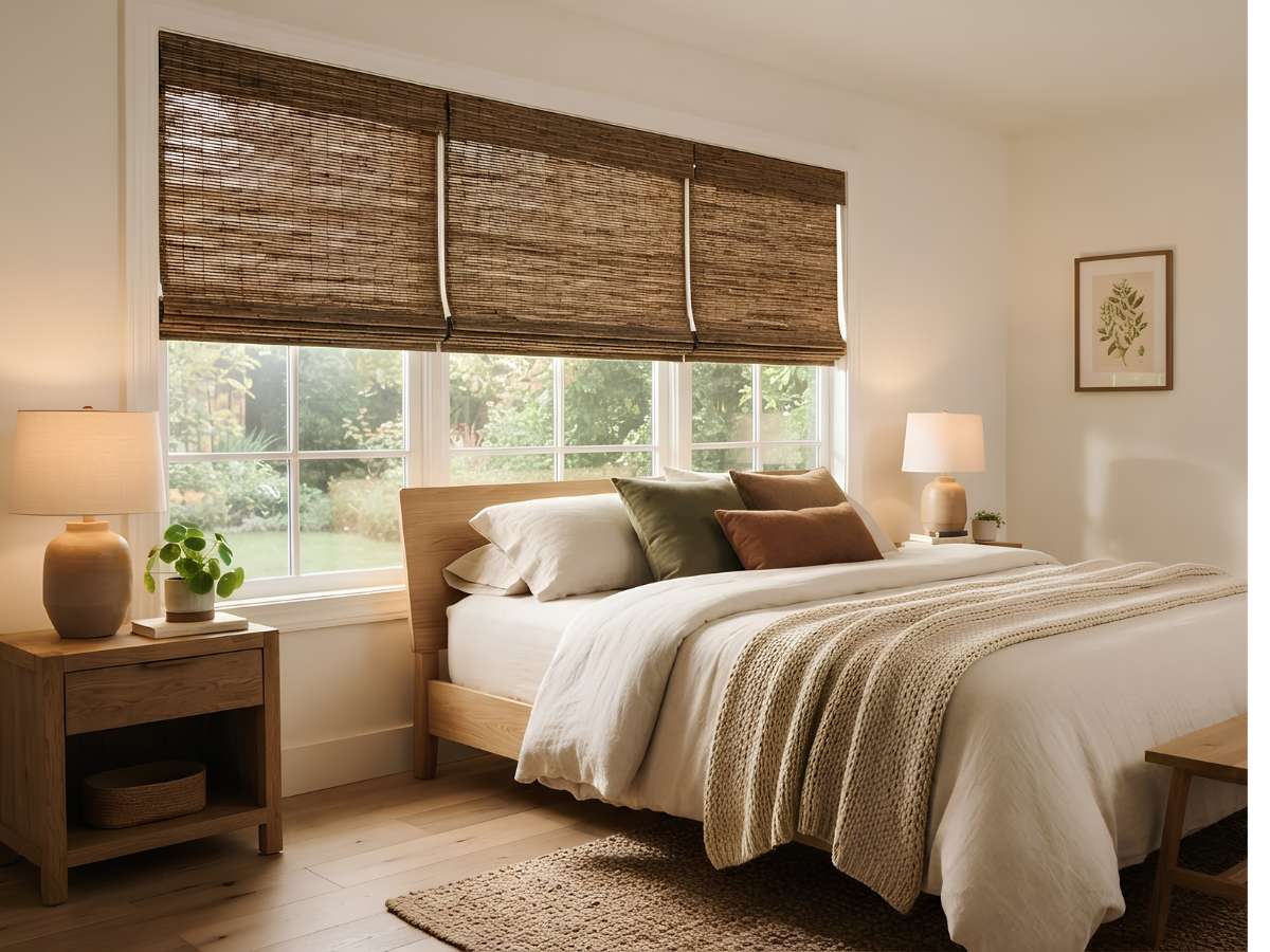 Wooden Wood Shade with Privacy Liner-Minimalist Bedroom